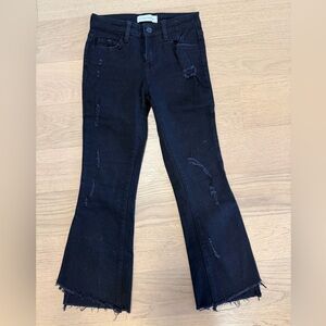 Flying Monkey Black Distressed Cropped Flare Jeans